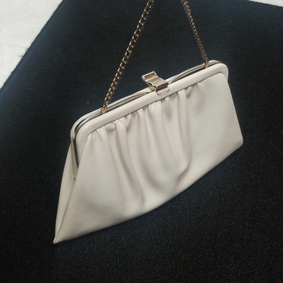 VINTAGE 1960's frame bag clutch Off White purse Ande - Picture 2 of 8